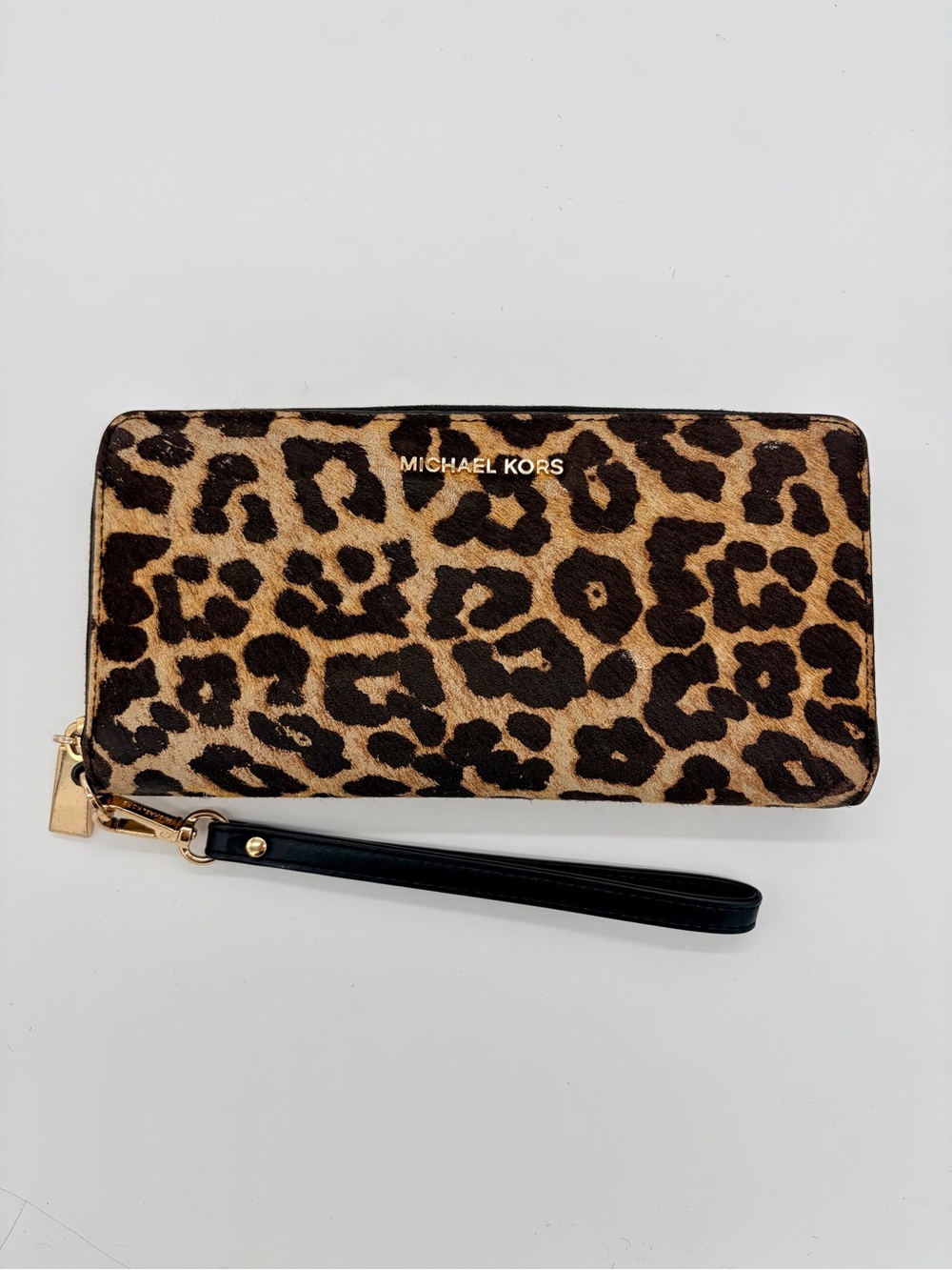 Michael Kors Large Leopard Print Calf Hair Continental Wallet